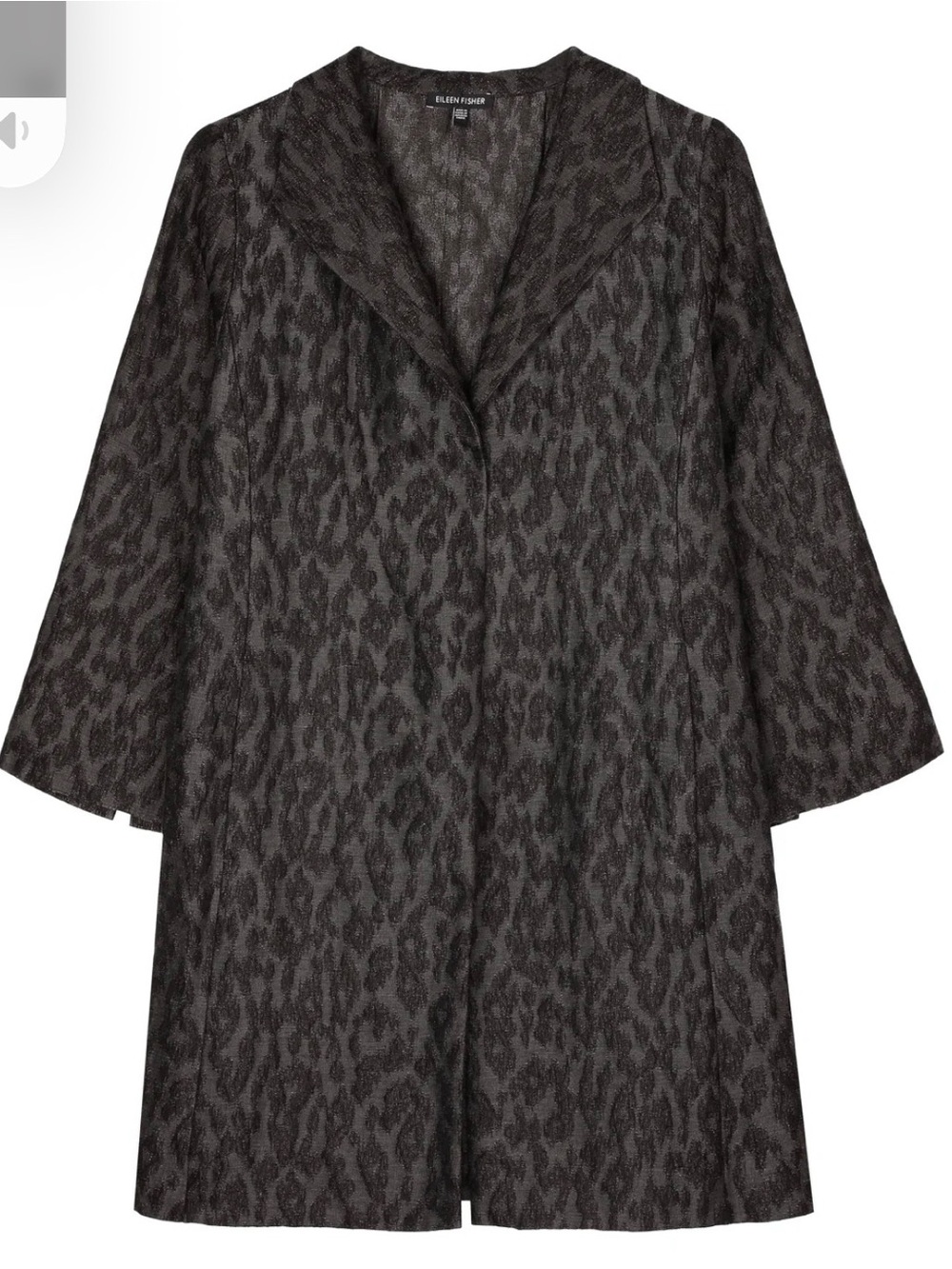 Eileen Fisher black jacquard open front jacket sz M